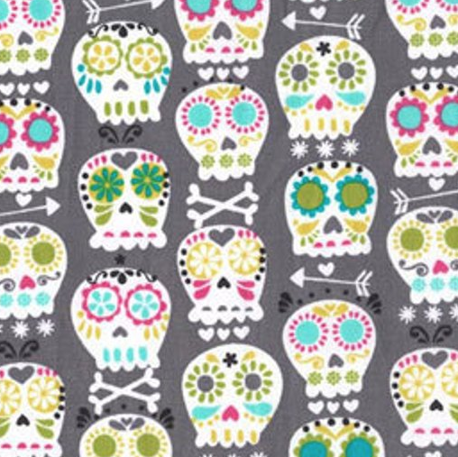 Michael Miller Bone Head Grey (sugar skulls) CX4426