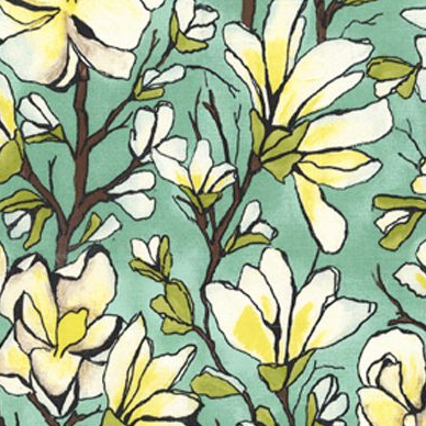 Laura Gunn Magnolia Branch in aqua - Michael Miller Magnolia Lane Collection CJ4814