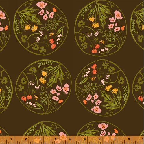 Tiger Lily by Heather Ross Floral Medallion Brown 40928-3
