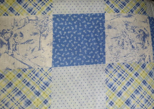 Tiny Treasures blue block toile
