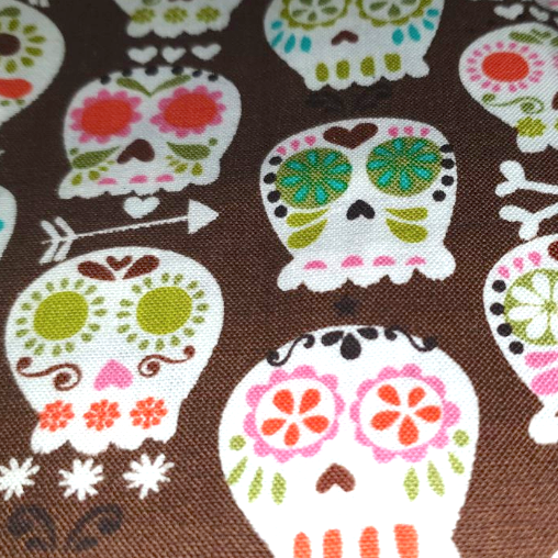 Michael Miller Bone head in Cocoa -  (OUT OF PRINT) Sugar Skulls D#CX4425