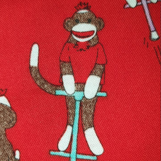 Monkey'n Round Pogo stick red by Erin Michael for Moda 26033 (sock monkey)
