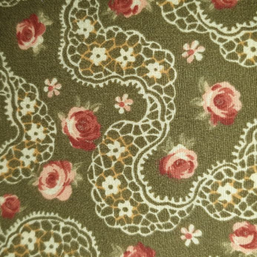 Classic Cottons - Twilight Garden Olive (roses and lace) 6188 65