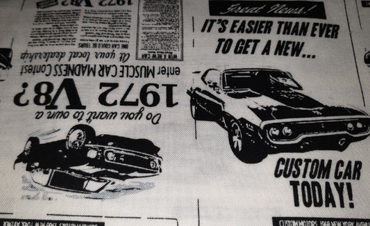 Timeless treasures vintage car ads C6755 black & white
