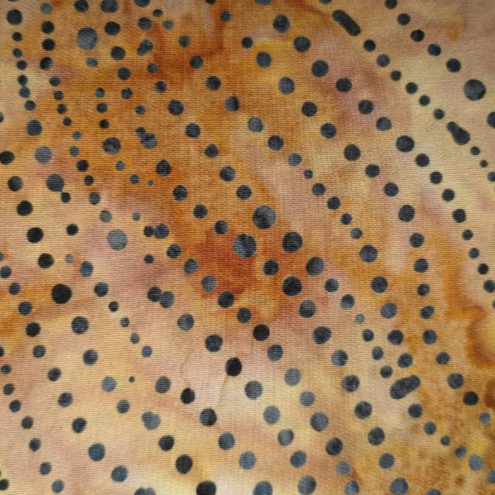 Batik - coffee and rust with black dot lines