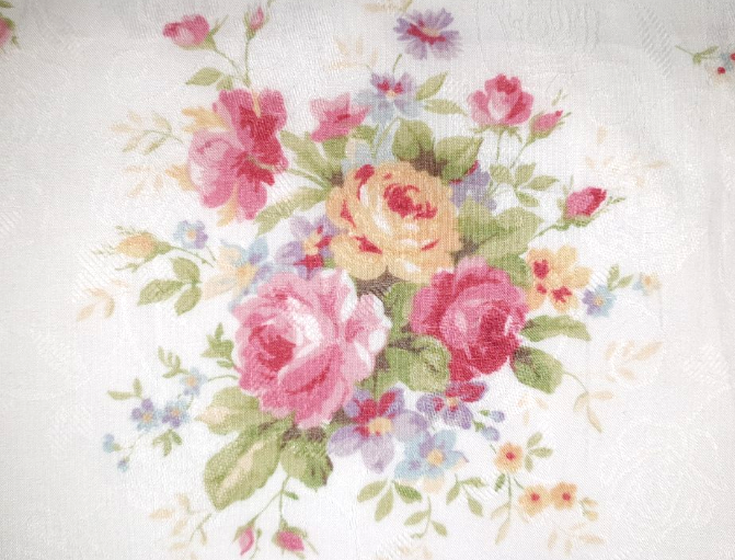 Yuwa Live Life Premium Collection 296389-A white floral bouquets voile
