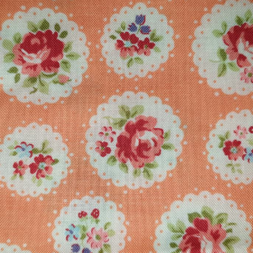Yuwa 30's collection Atsuko Matsuyama floral scallop circles orange (out of print)