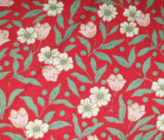 Sevenberry Petite Fleurs Flower Stems Red Fabric 0441042