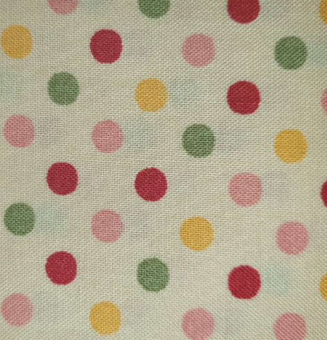 Lecien Dots - Cream with pink, red, yellow and green 4506E
