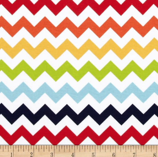 Riley Blake Jersey Knit Chevron Rainbow in primary colours K340 (56 inches wide)