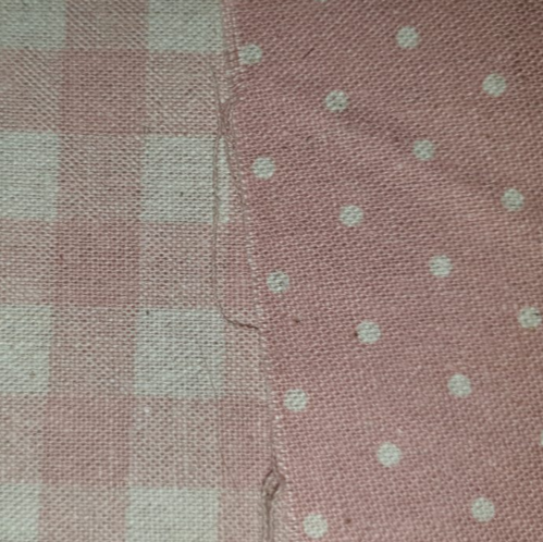 Yuwa Double sided pink and cream linen spot and check *