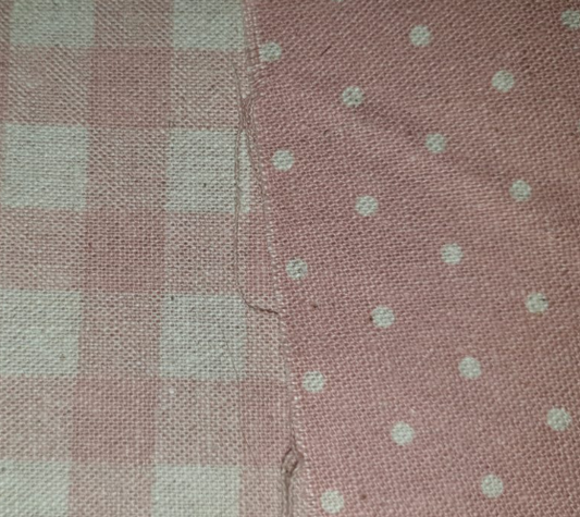 Yuwa Double sided pink and cream linen spot and check *