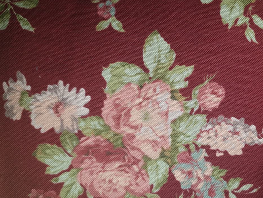Yuwa Remember Quilts collection by Junko Miyazaki burgundy roses linen