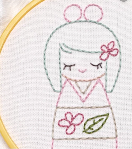 Kokeshi dolls iron-on embroidery pattern by Sublime Stitching
