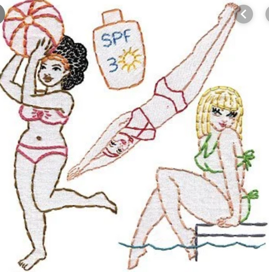 Beach Babes iron-on embroidery pattern by Sublime Stitching