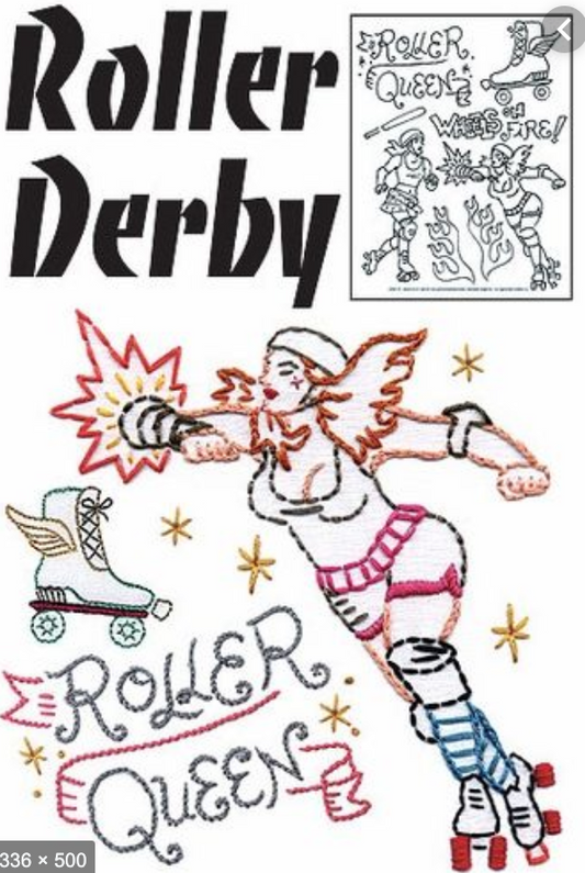 Roller Derby iron-on embroidery pattern by Sublime stitching