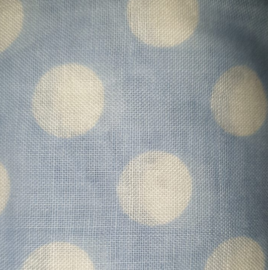 Baby blue large white dot wide quilt backing 108"