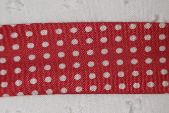 Polycotton Bias Binding 25mm red spot