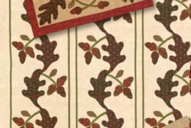 Oak Leaves & Reel by Terry Clothier Thompson Red and Green border stripe 8057-12