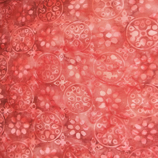 Batik - Tonga crimson patterned circles  6910