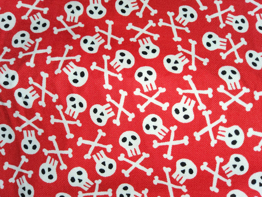 Timeless Treasures Skull and crossbones print 6436 Red Black and White