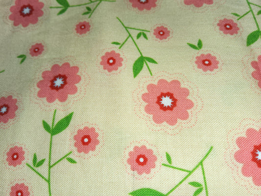Riley Blake Delighted! pink flowers by the Quilted Fish C2662 (rare and out of print)