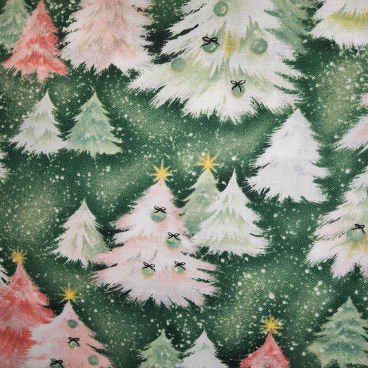 Retro christmas tree fabric (pink green)