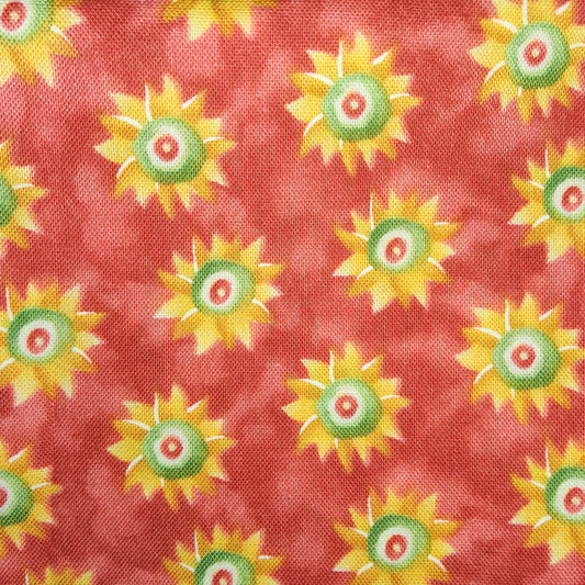 Folk Garden Sunburst Olives by Marcus Brothers R22 G388 (Kym Bowles) Brick Red