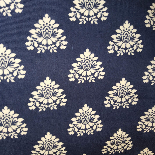 Michael Miller fabrics - Mary - Navy (navy cream damask) CX3323