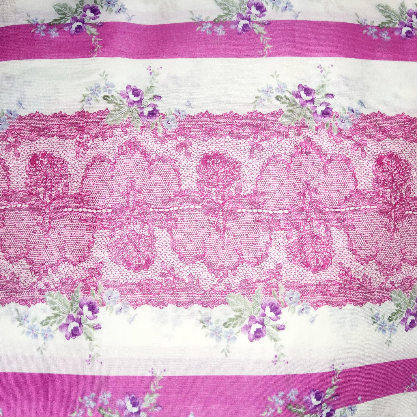 Micci Collection by Yuwa  Hot Pink Lace stripe (Cotton voile) MC316653 E