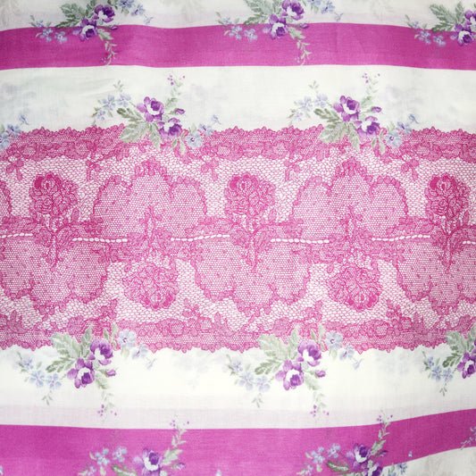 Micci Collection by Yuwa  Hot Pink Lace stripe (Cotton voile) MC316653 E