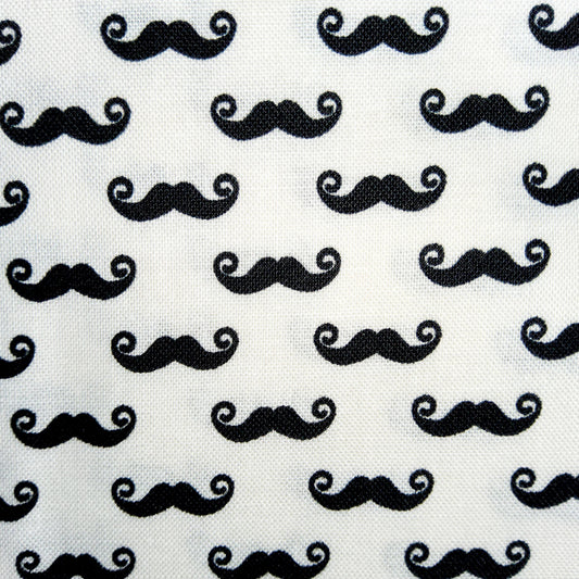 Riley Blake Geekly Chic Small Mustache Black Cream C528-04