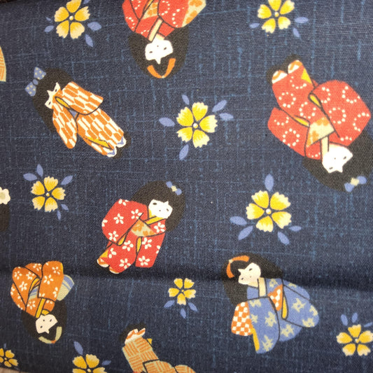Geisha Girls and sakuras on dark indigo - Nutex *