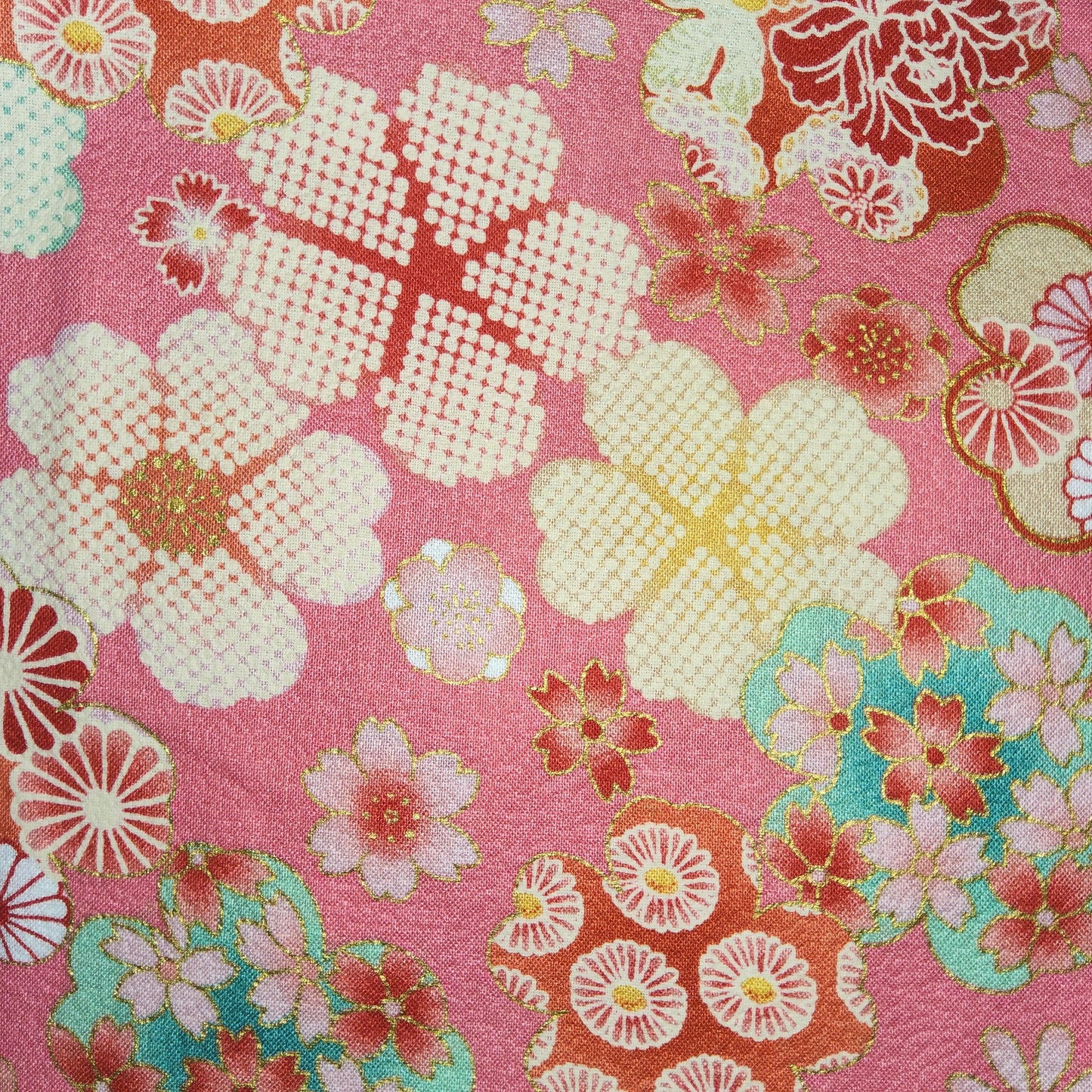 Japanese cotton crepe fabric pink Sakura flowers *