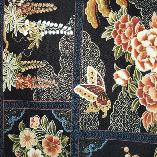 Asian Patchwork Floral - 1/2 Yard Cut - Rust CM973 *