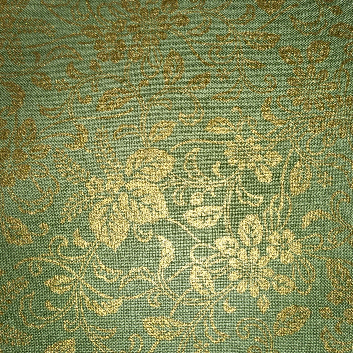 Hyakka Ryoran for Quilt Gate metallic green floral HR5820-15 *