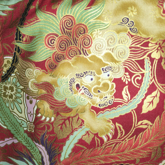 Hyakka Ryoran for Quilt Gate HR5820-11 Red Dragons and Pheonix Red *