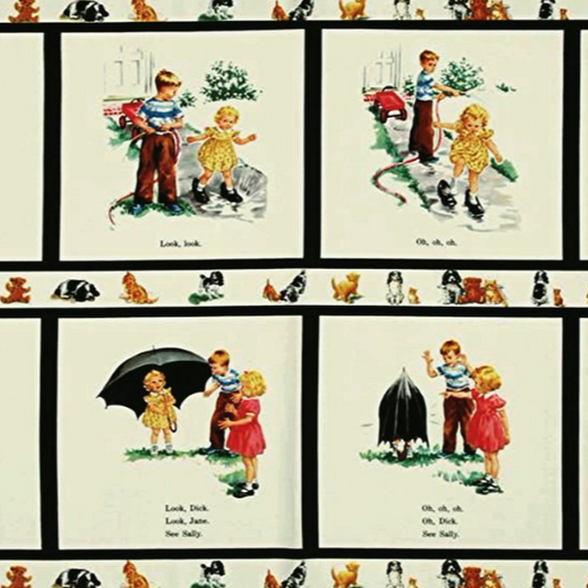 Dick and Jane Sally Look - Cream PANEL (now discontinued) RARE DJ-2731